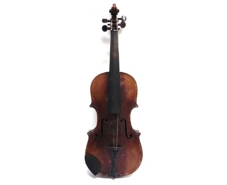 A VIOLIN  the interior stamped 'C.F. / HOPF', further stamped below the button 'HOPF', the two-piece back 35.5cm long, in a t