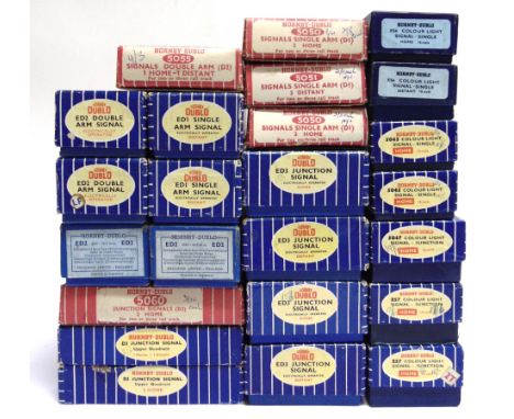 [OO GAUGE]. ASSORTED HORNBY DUBLO SIGNALS  manual and electric, each boxed, (24). 