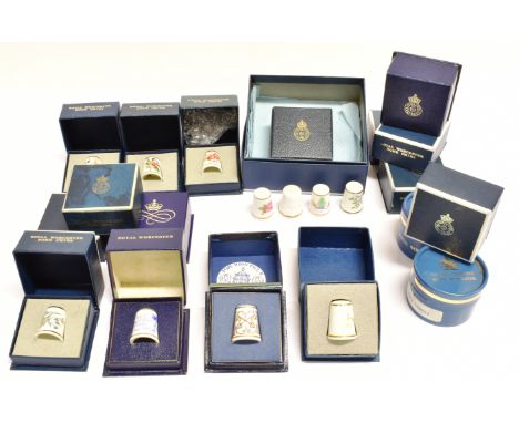 TWENTY-TWO ROYAL WORCESTER COLLECTOR'S THIMBLES  including six decorated with birds; five with fruit; and two with flowers, m