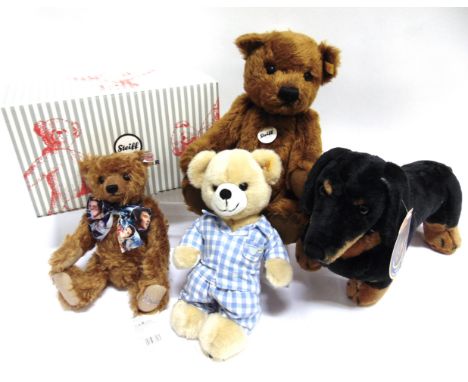 ASSORTED COLLECTOR'S TEDDY BEARS &amp; SOFT TOYS  comprising a Steiff teddy bear 'The Elvis Bear' (EAN 682162), russet, limit