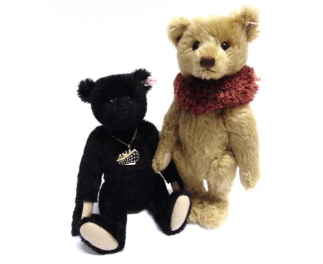 TWO STEIFF COLLECTOR'S TEDDY BEARS  comprising 'Pat', the Titanic Bear' (EAN 660771), black, wearing a Swarovski crystal pend