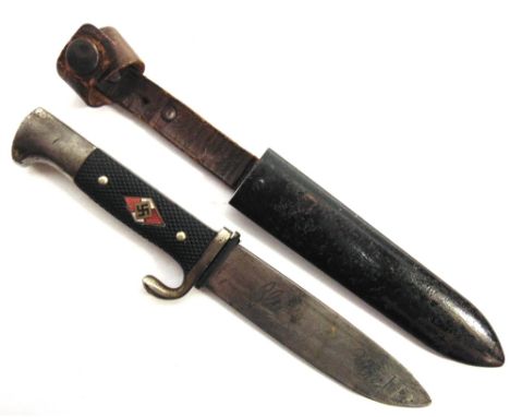 A GERMAN HITLER YOUTH KNIFE  by Gottlieb Hammesfahr of Solingen, pre-1938 Model, of regulation pattern, with a 12.5cm blade (