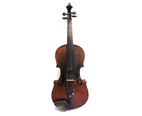 A VIOLIN  the interior spuriously labelled 'Antonius... / Faciebat... ', and stamped 'A.S. Below the button, the one-piece ba