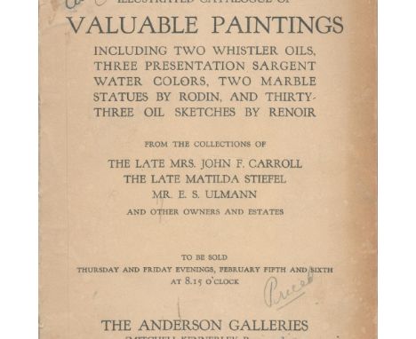 The Anderson Galleries Illustrated Catalogue of Valuable Paintings 1920 First Edition Softback Catalogue published by The And