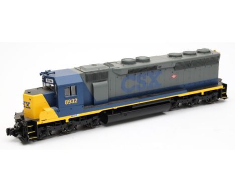 An Aristo Craft Trains gauge 1 diesel locomotive in CSX livery, No 8932:, 73cm long together with sections of display track.
