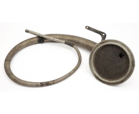 An early 20th century British made Boa Constrictor Horn:, the 8 inch bell with grill on a mounting bracket, attached to a gra