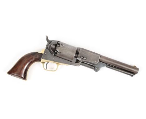 A Colt Dragoon, third pattern single action 6 shot percussion revolver, circa 1850, the 19cm round barrel stamped 'Address Sa