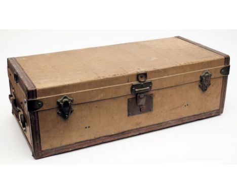 An early 20th century French motoring travelling trunk by Malles Moynat, Paris, for A W Gamage Ltd, London:, the shaped trunk