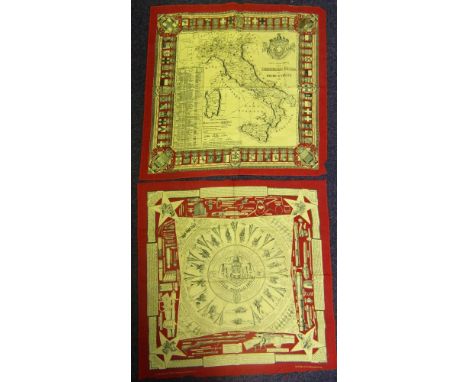 An Italian printed cotton military map of Italy and a printed cotton Italian Army manual:, each 62 x 62cm. 92).