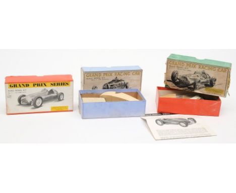 Three 'Grand Prix series' model racing cars by Scale Model Equipment  Co Ltd:, No.1 Mercedes Benz, No.2 3.3 Bugatti and No.3 