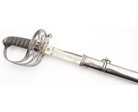 A Victorian 1827 pattern rifle officer's sword of the Middlesex 11th Rifle Volunteers:, with crowned strung bugle to the regu