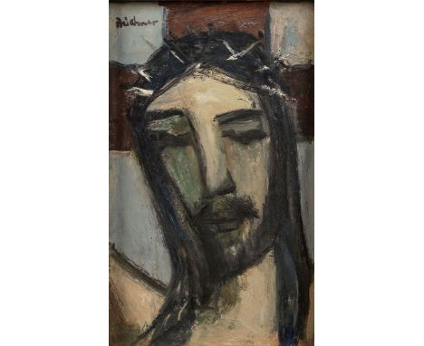 Carl Adolph Büchner (South African 1921-2003) PORTRAIT OF CHRIST signed oil on board 26 by 16cm 
