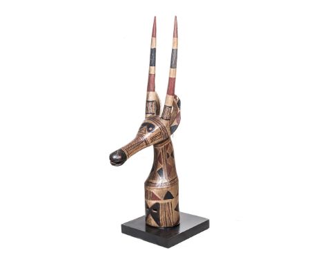 MALIAN KURUMBA ANTELOPE HELMET height: 173cm the polychrome painted mask with elongated snout 