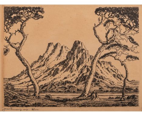 Jacob Hendrik Pierneef (South African 1886-1957) OKHANDJA etching, signed, inscribed 'impr' and numbered 41/100 in pencil in 