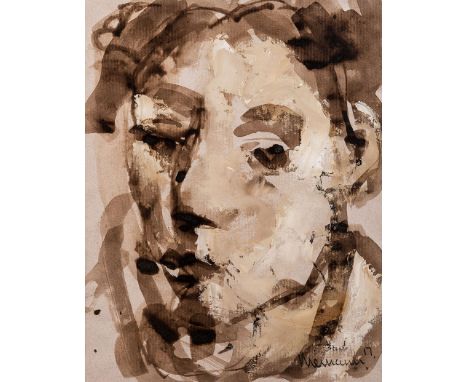 Hendrik Christiaan Niemann (South African 1941-) PORTRAIT OF A MAN signed and numbered 17 oil on paper 32 by 24.5cm 
