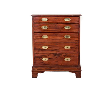 A MAHOGANY CHEST OF DRAWERS, 19TH CENTURY the rectangular top above five graduating drawers, on bracket feet 68cm high, 53cm 