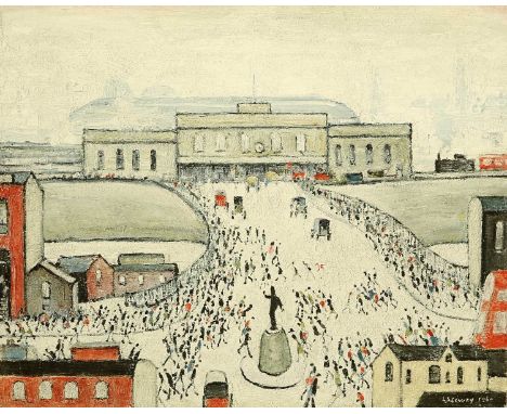 AFTER LAURENCE STEPHEN LOWRY (1887-1976) STATION APPROACH ‡ Signed limited edition lithograph40cm x 50cm