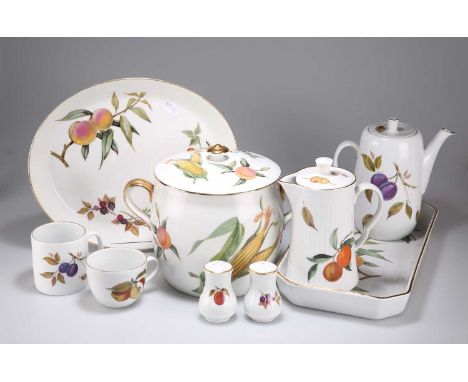 A COLLECTION OF ROYAL WORCESTER EVESHAM OVEN-TO-TABLE WARES including covered dishes, teapot, coffee pot, etc. (Qty) Coffee p