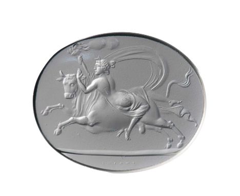 A LARGE PASTE INTAGLIO AFTER THE ANTIQUE OF THE PRINCE STANISLAS PONIATOWSKI COLLECTION depicting 'Diana Taurica Seated On A 