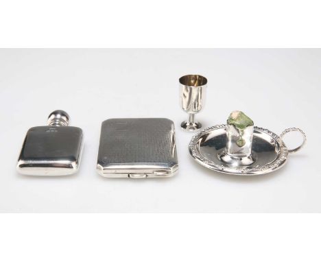 A SMALL GROUP OF SILVER, EARLY 20TH CENTURY comprising a George V novelty scent flask by William Henry Stokes &amp; Arthur Ge