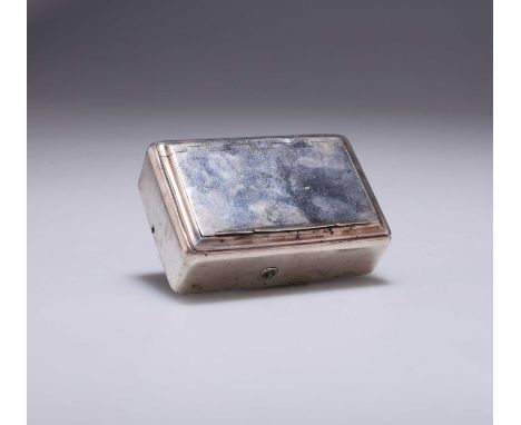 A GEORGE III SILVER SNUFF BOX by John Shaw, Birmingham 1818, of plain rectangular form, the flush lid opening to reveal a gil