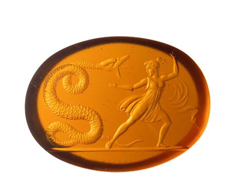 A LARGE PASTE INTAGLIO AFTER THE ANTIQUE OF THE PRINCE STANISLAS PONIATOWSKI COLLECTION depicting 'Latona Flying From The Ser