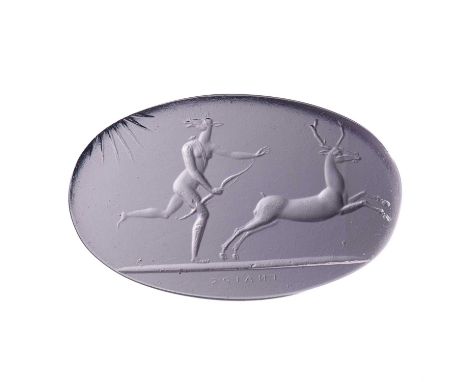 A LARGE PASTE INTAGLIO AFTER THE ANTIQUE OF THE PRINCE STANISLAS PONIATOWSKI COLLECTION depicting 'Apollo Changing The Nymph 