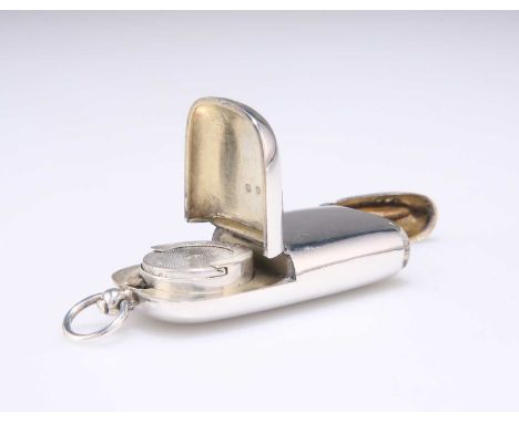 A LATE VICTORIAN SILVER VESTA AND SOVEREIGN CASE COMBINATION by William Hair Haseler, Birmingham 1898, plain rectangular form
