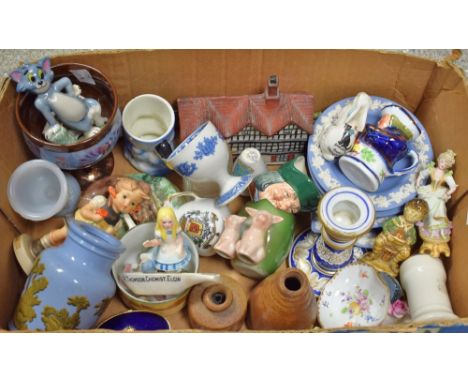 Ceramics - eggcups,  a novelty pig fairing, crested china, Goss type house; other decorative ceramics, Hummel figure, ceramic