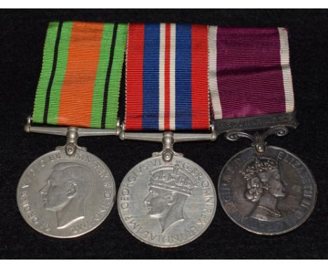 Medals, Women's Royal Army Corps, group of three, WW2 1939-1945 Defence and War Medals, Army LSGC (Long Service Good Conduct)