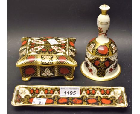 An Abbeydale bell; a trinket box; a pin tray (3)