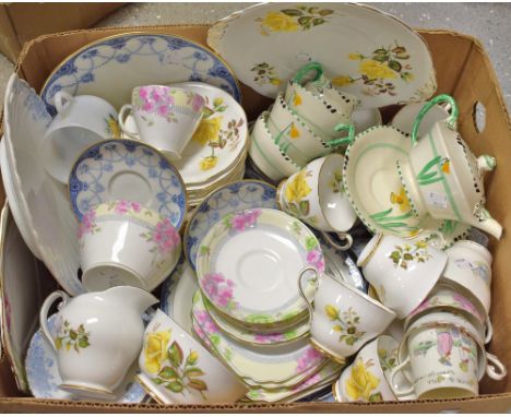 Ceramics - A Spode part tea service comprising cups, saucers, plates, sandwich plate, sugar bowl;  a Wood's Ivoreen art deco 