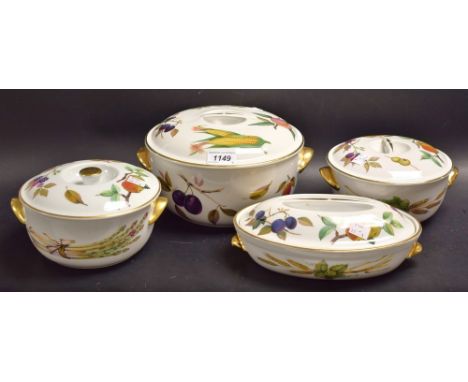 Royal Worcester Evesham dinnerware, four lidded casseroles, one boxed (4)