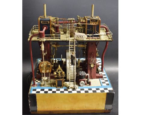 A scratch built model stationary engine, Lily & May, after George Saxon & Co, 1911, Oldham, Manchester, 38cm high, 31cm wide 