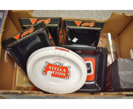 Breweriana - four ceramic Bass ashtrays, one Wade; one Stella Artois; one Carling Black Label; a boxed Samuel Allsop pint gla
