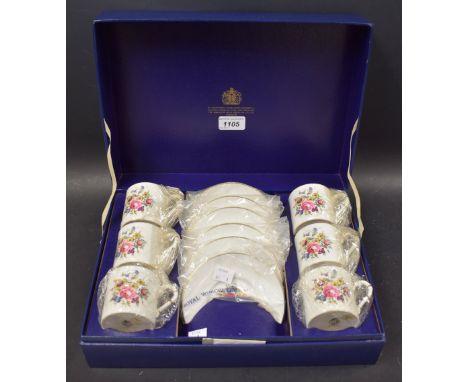 A Royal Worcester coffee set for six comprising coffee cans and saucers, boxed