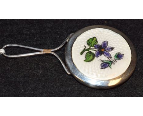 A silver and enamel miniature mirror