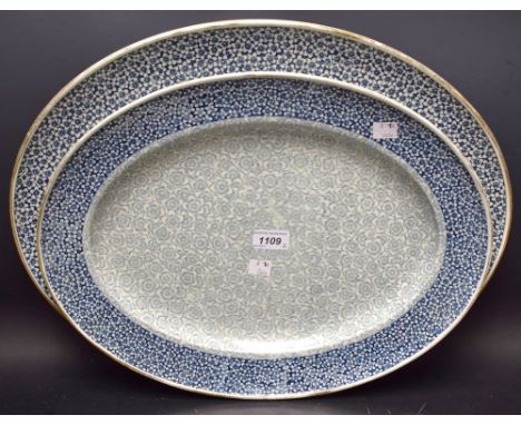 Royal Worcester - two large oval meat plates, Crown Ware, registered design no. 701631, 51cm and 48cm in length