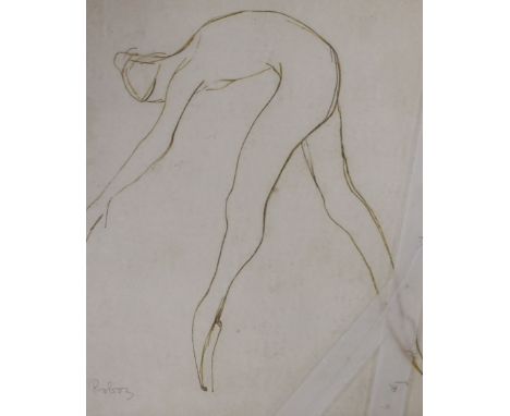 Roboz, pen and ink, Sketch of a ballerina, signed in pencil, 32 x 26cm
