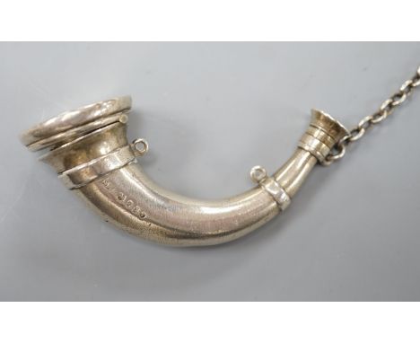 A Victorian silver vinaigrette modelled as a bugle, makers Sampson Morden, London 1875, 7.5cm, 32 grams