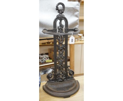 A Victorian Falkirk foundry cast iron stick stand, with year stamp, mark: Falkirk. No: 34,70cms high