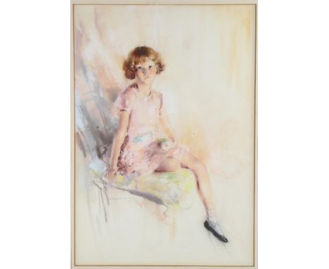 Bevan Petman, coloured pastels, portrait of Kathleen, signed and dated 1938, 18" x 12.5", framed 