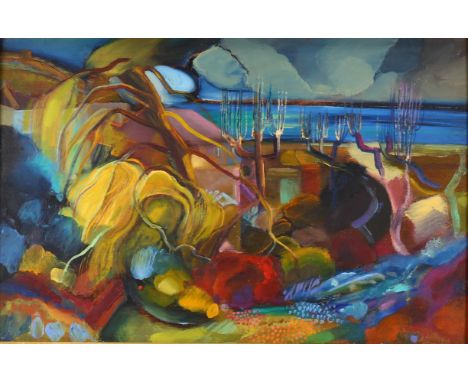 Angela Braven, oil on panel, Hastings garden, 24cm x 37cm, framedGood condition 