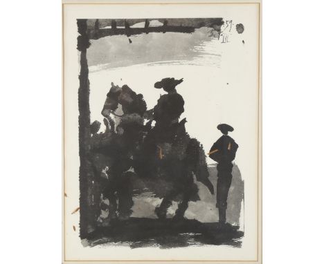 Pablo Picasso, mid-20th century lithograph, bullfighter, image 37cm x 26cm, framedSlight paper discolouration and several lig