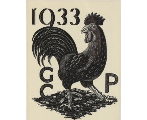 Eric Ravilious (1903-1942), wood engraving on paper, Cover for the Prospectus of the Golden Cockerel Press for 1933, 22cm x 1