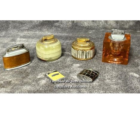 A collection of vintage lighters including onyx, glass and mother of pearl (6) / AN28 