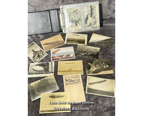 Zeppelin Interest - A small collection of vintage postcards, some used with stamps / AN17 