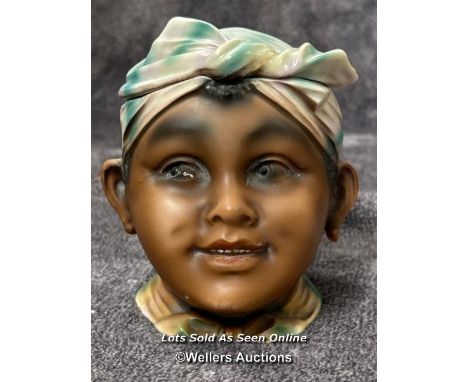 Vintage head tobacco jar with lid, 13cm high / AN12 