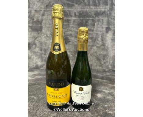 Two bottles of Prosecco including Valdo extra dry, 750ml, 11% vol and Alessandro Gallici, 37.5cl, 11% vol / T42 