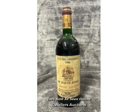 Vintage 1980 De Zoete Inval Cabernet Sauvignon, 750ml, 11% vol / AN42 